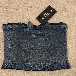 Flowers by Zoe Blue Smocked Tank Top